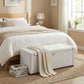 Storage Ottoman Bench, Linen-Look Fabric Upholstered Ottoman with Storage, Wide Padded Seat, Cream White