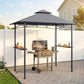 8' x 5' BBQ Grill Gazebo Tent with Double Tiered Canopy for Outdoor Sun Shade, Grey