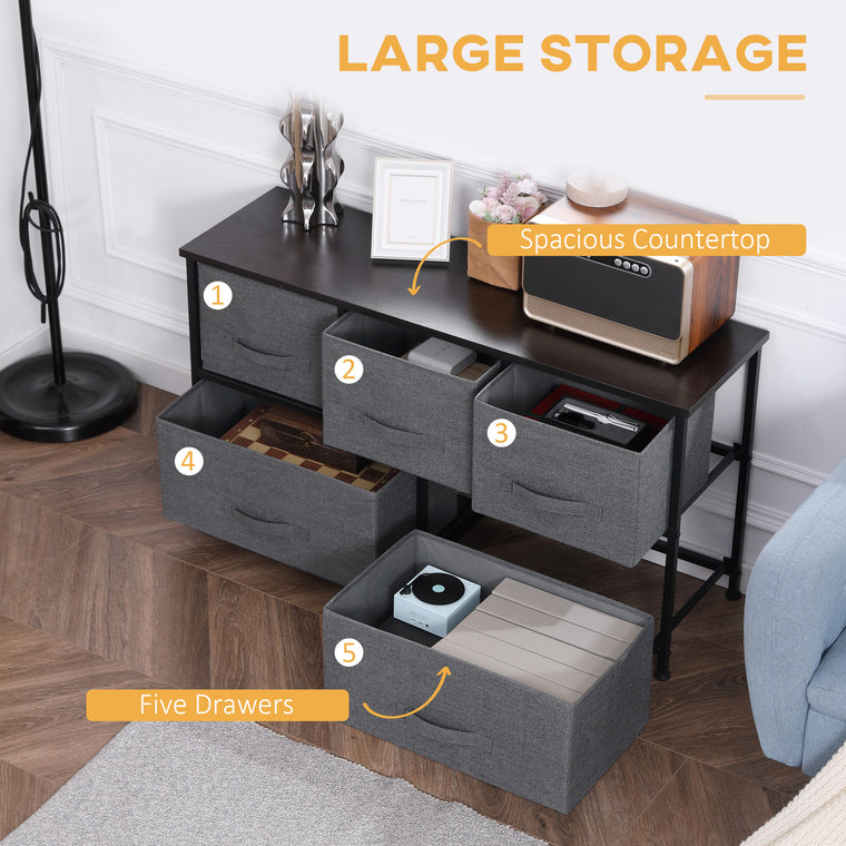 5-Drawer Storage Dresser Tower - Dark Grey