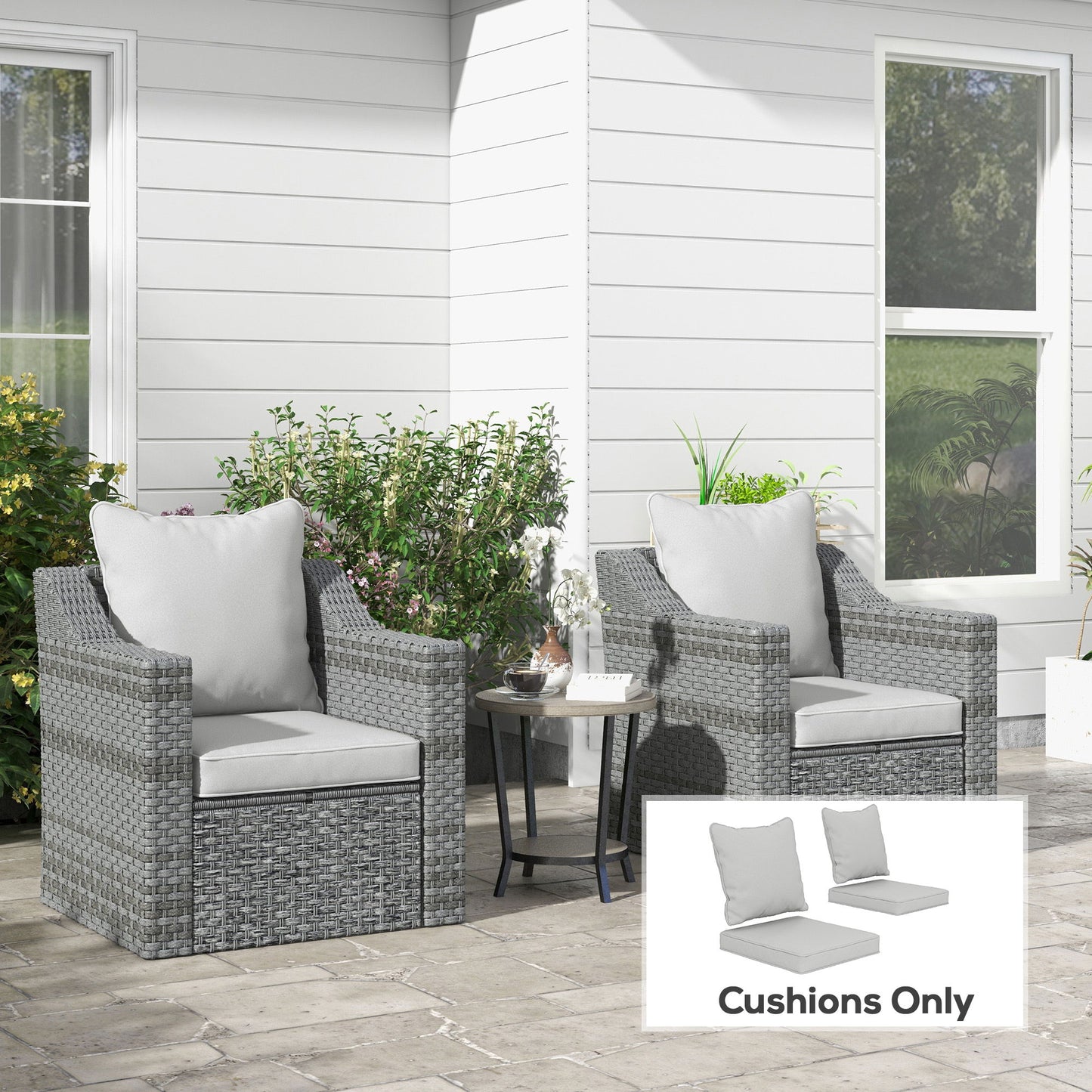 Seat Cushion Back Pillows Replacement Set of 2, Patio Chair Cushions Set for Indoor Outdoor, Light Grey