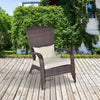 Patio Wicker Adirondack Chair, Outdoor PE Rattan Fire Pit Chair, Muskoka Chair w/ Soft Cushions, Tall Curved Backrest and Comfortable Armrests for Deck Garden, Cream White
