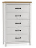 Kerisden - Five Drawer Chest - White / Brown