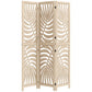 3 Panel Room Divider, Detachable Folding Privacy Screens with Palm Leaf Design for Home Office, Natural Wood Finish