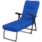 Outdoor Lounge Chair with Padded Cushion, Folding Reclining Patio Garden Chair with Recline Back, Footrest, for Poolside, Patio, Blue