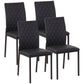 Modern Dining Chairs Set of 4, Upholstered Faux Leather Kitchen Chairs with Rhombic Tufting and Metal Legs for Living Room, Black