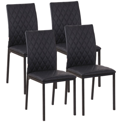 Faux Leather Dining Chairs Set of 4 - Black