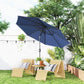 10' x 8' Round Market Umbrella, Patio Umbrella with Crank Handle and Tilt, Outdoor Parasol for Garden, Blue