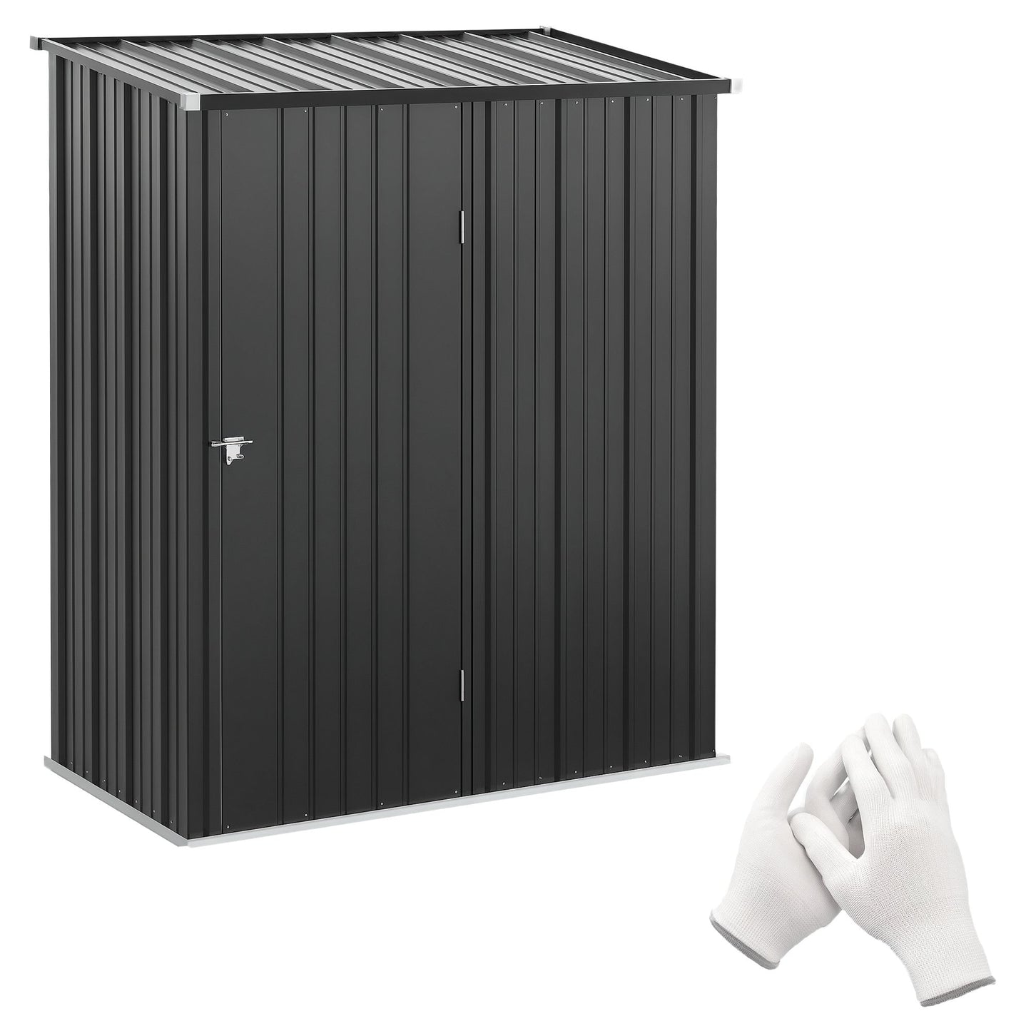 5' x 3' Outdoor Storage Shed, Steel Garden Shed with Single Lockable Door, Tool Storage Shed for Backyard, Black