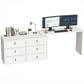 L-Shaped Computer Desk with 6 Drawers - White Wood Grain