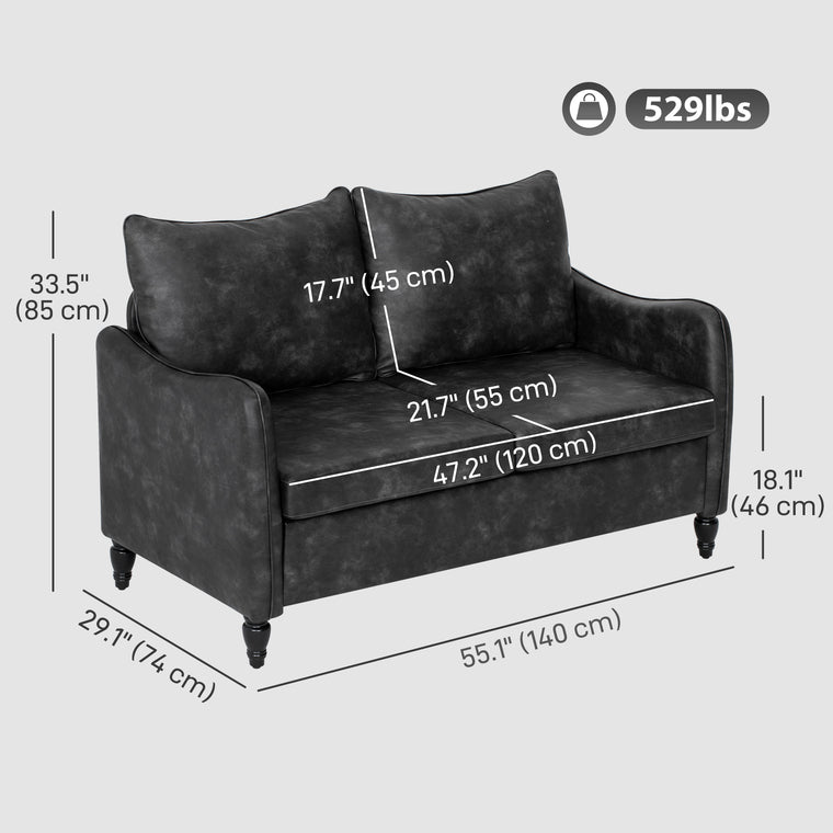 55" 2-Seater Loveseat Sofa with Wood Legs