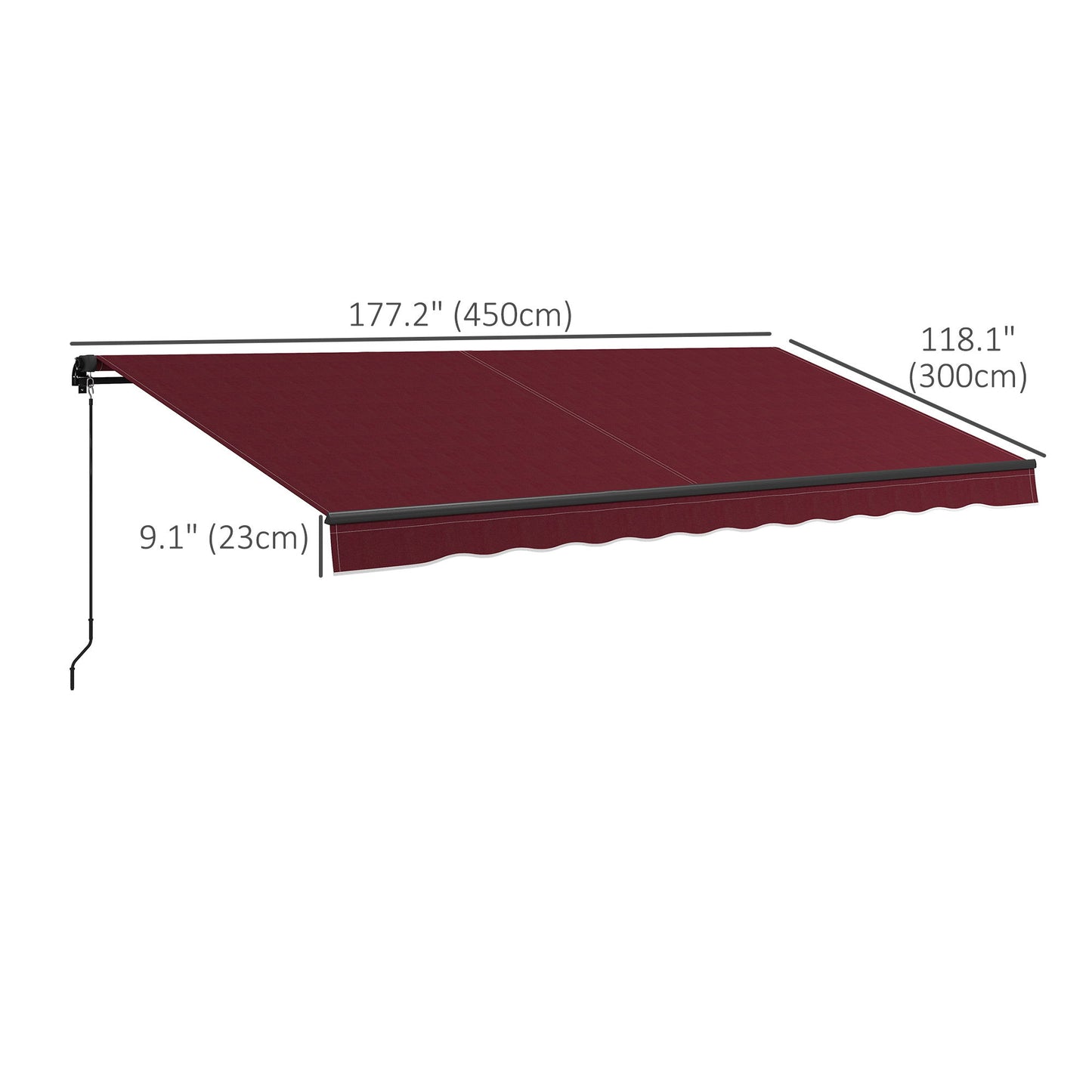 15 x 10 ft Retractable Awning with 280gsm UV-Resistant Fabric, Heavy-Duty Frame Sun Shade Shelter for Deck, Balcony, Yard and Outdoor Living Space, Wine Red