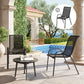 Set of 2 Outdoor Dining Chairs, Stackable Lawn Chairs with High Back, Breathable Mesh Seat for Garden Porch, Black