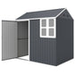 7' x 5.5' Metal Garden Storage Shed, Outdoor Tool Storage House with Lockable Door, Vents, Sloped Roof, Dark Grey