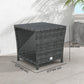 17.7" Wicker Side Table with Storage Shelf, Square PE Rattan Outdoor End Table with PS Wood Slat Top, Grey