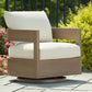 Serene Bay - Dark Brown / White - Swivel Glider Chair With Cushion