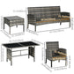 6-Piece Outdoor Patio Furniture Set with Chairs, Ottomans, Sofa, Glass Top Coffee Table and Cushions, Wicker Rattan Conversation Set for Backyard and Porch, Grey
