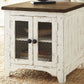 Wystfield - White / Brown - Rectangular End Table - 2 Doors