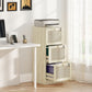 3 Drawer Filing Cabinet with Lock, Boho File Cabinet for A4 Letter Size Files with Decorative Rattan Accents, Oak