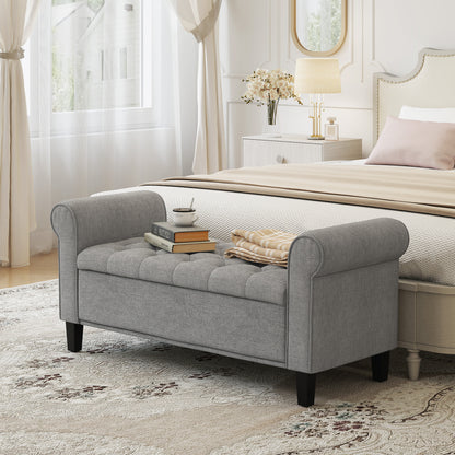 50" Storage Ottoman Bench with Rolled Arms