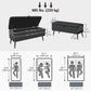 40" Ottoman with Storage, Linen Upholstered Storage Ottoman Bench with Steel Legs for Living Room, Bedroom Black