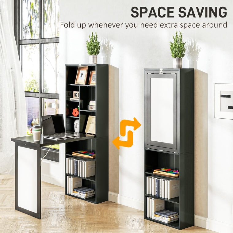 Fold-Out Wall Mount Desk with Whiteboard - Black