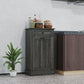 Kitchen Tilt Out Trash Bin Cabinet, Free Standing Recycling Cabinet, Trash Can Holder with Drawer, Charcoal Grey