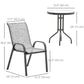 3 Pieces Bistro Set, Small Patio Furniture Set with Stackable Mesh Chairs, Glass Table for Garden, Balcony, Grey