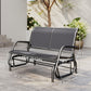 Patio Double Glider Outdoor Steel Sling Fabric Gliding Bench Garden Swing Chair Heavy-Duty Porch Rocker Garden Loveseat Grey