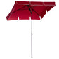 6.5x4ft Rectangle Patio Umbrella Aluminum Tilt Adjustable Garden Parasol Sun Shade Outdoor Canopy Red