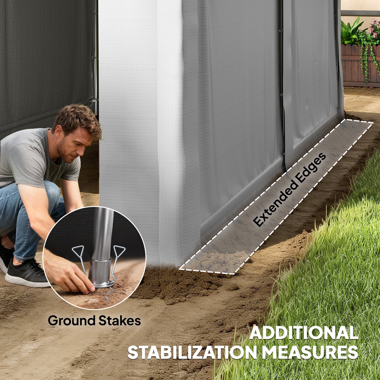 Portable Shed, Outdoor Storage Shed Tent with Roll-up Zipper Door and Removable Sidewalls, Light Grey