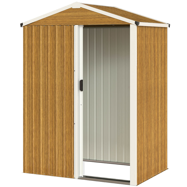 4.5' x 3' Waterproof Metal Garden Shed - Wood Grain