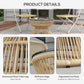 Rattan Outdoor Coffee Table, Patio End Table with Tempered Glass Tabletop & Steel Frame, Wicker Furniture, Nature Wood
