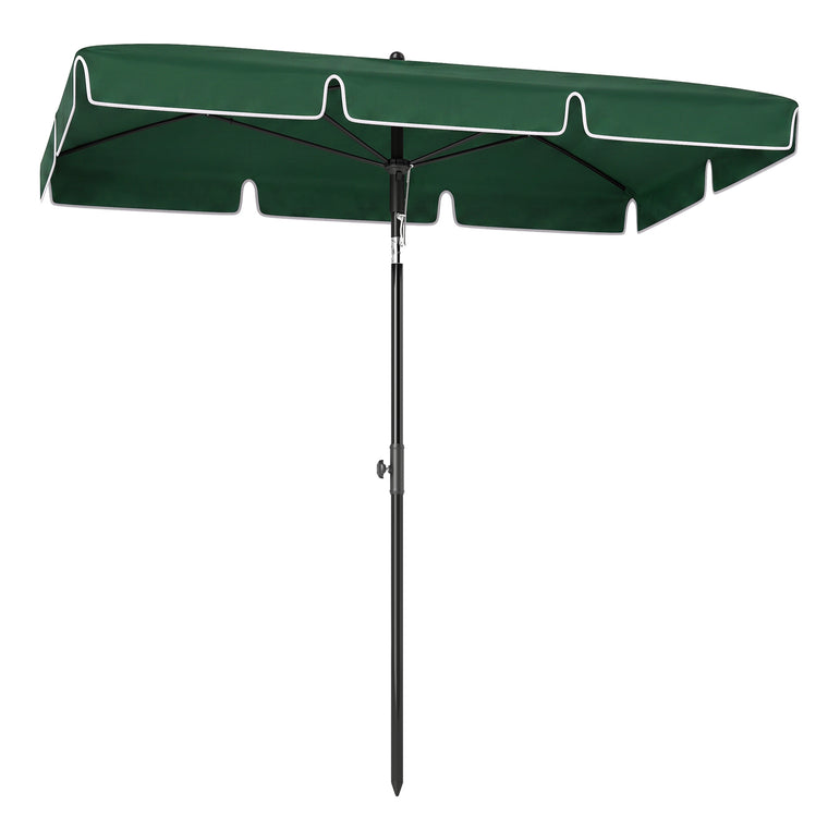 6.5' x 4' Green Rectangular Aluminum Patio Umbrella with Tilt
