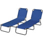 Set of 2 Folding Outdoor Lounge Chair, Sun Tanning Chairs with Reclining Back, Breathable Mesh for Beach Patio, Blue