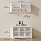 Entryway Shoe Bench with 8 Cubbies and Coat Rack - White