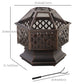 24.5" Outdoor Fire Pit with Mesh Lid, Portable Wood Burning Firebowl with Poker for Patio, Backyard, Bronze