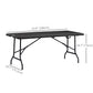 Foldable Patio Dining Table for 6, Rectangular Outdoor Table for Garden Lawn Backyard, Dark Grey