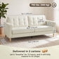 3-Seater Button-Tufted Sofa with Wood Legs - Cream White