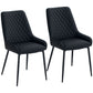 Upholstered Kitchen Chairs, Modern Dining Chairs Set of 2 with Diamond Tufting and Steel Legs for Dining Room, Black