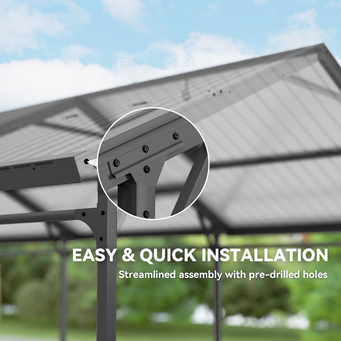10 x 15ft Metal Carport, Heavy-Duty Carport Canopy with Reinforced Steel Frame & Roof, All-Weather Protection