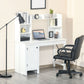 Computer Desk with Storage, 47 Inch Farmhouse Home Office Desk with Open Shelves and 2-Tier Cabinet, White