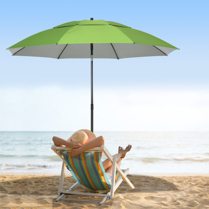 6.6ft Green Arched Beach Umbrella with Steel Frame & Carry Bag