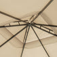 10' x 10' Deck Gazebo with Curtains & Mesh Screen Drapes, Double Roof Canopy Polyester Shade for Backyard Garden, Khaki