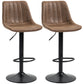 Set of 2 Swivel Adjustable Bar Stools - Brown