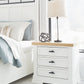 Ashbryn - White / Natural - Three Drawer Night Stand