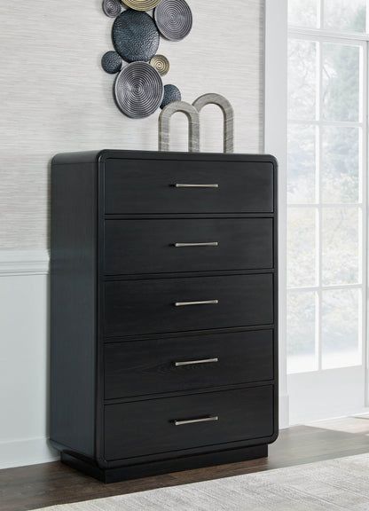 Rowanbeck - Black - Five Drawer Chest - Forward Furniture