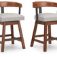 Ralene - Upholstered Swivel Barstool (Set of 2) - Medium Brown