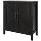 Sideboard Buffet with Barn Door and Shelves - Black Oak