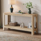 Elegant Farmhouse Console Table with Knot-Free Pine Legs, Accent Sofa Table with Solid Wood Veneer Top, 59" L x 15.5" W x 30" H, Natural