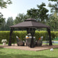 10'x10' Soft-top Patio Gazebo with Double Tier Roof, Mesh Curtains, Display Shelves, Top Hooks, Coffee